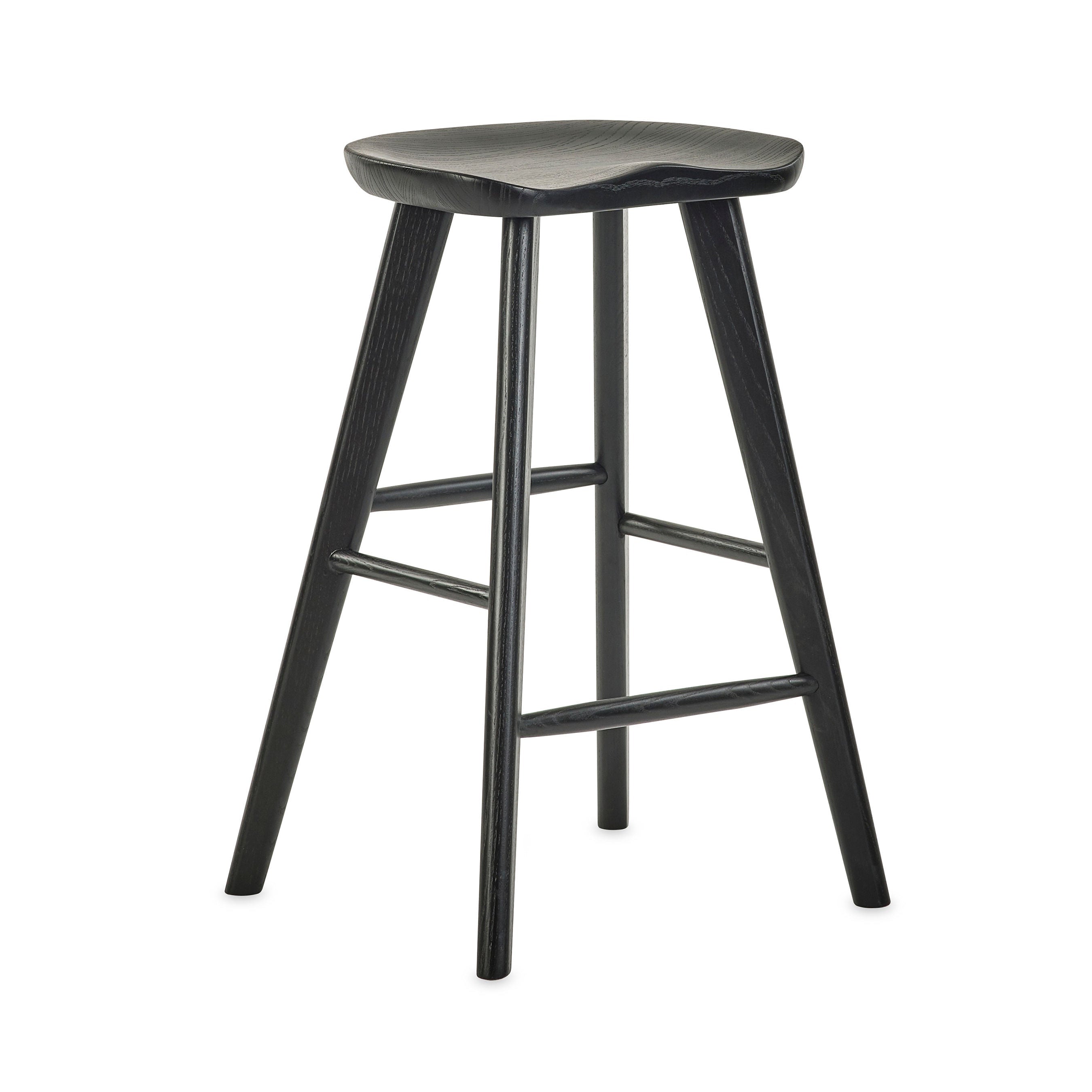 Alton Black Solid Oak Wood Bar Stool